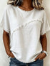 plus size frayed hem short sleeve top