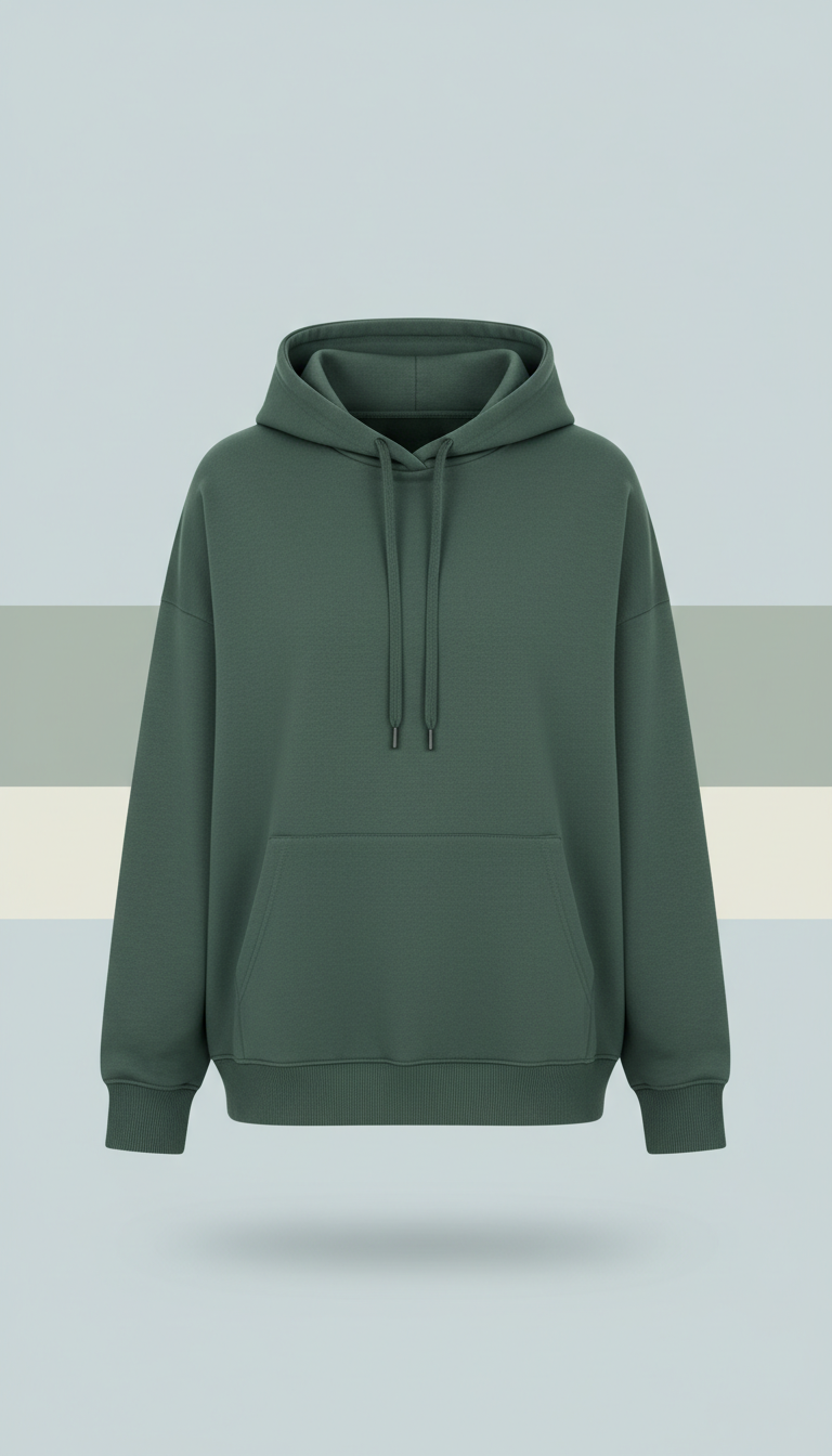 Relaxed-Fit Hoodie in Deep Sage